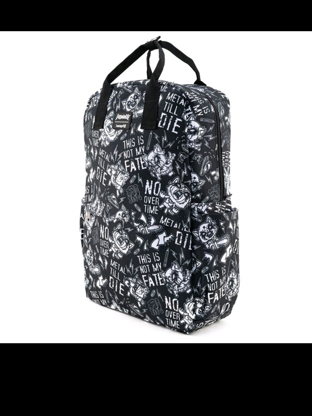Unbranded Black & White Graphic Backpack - Street Style